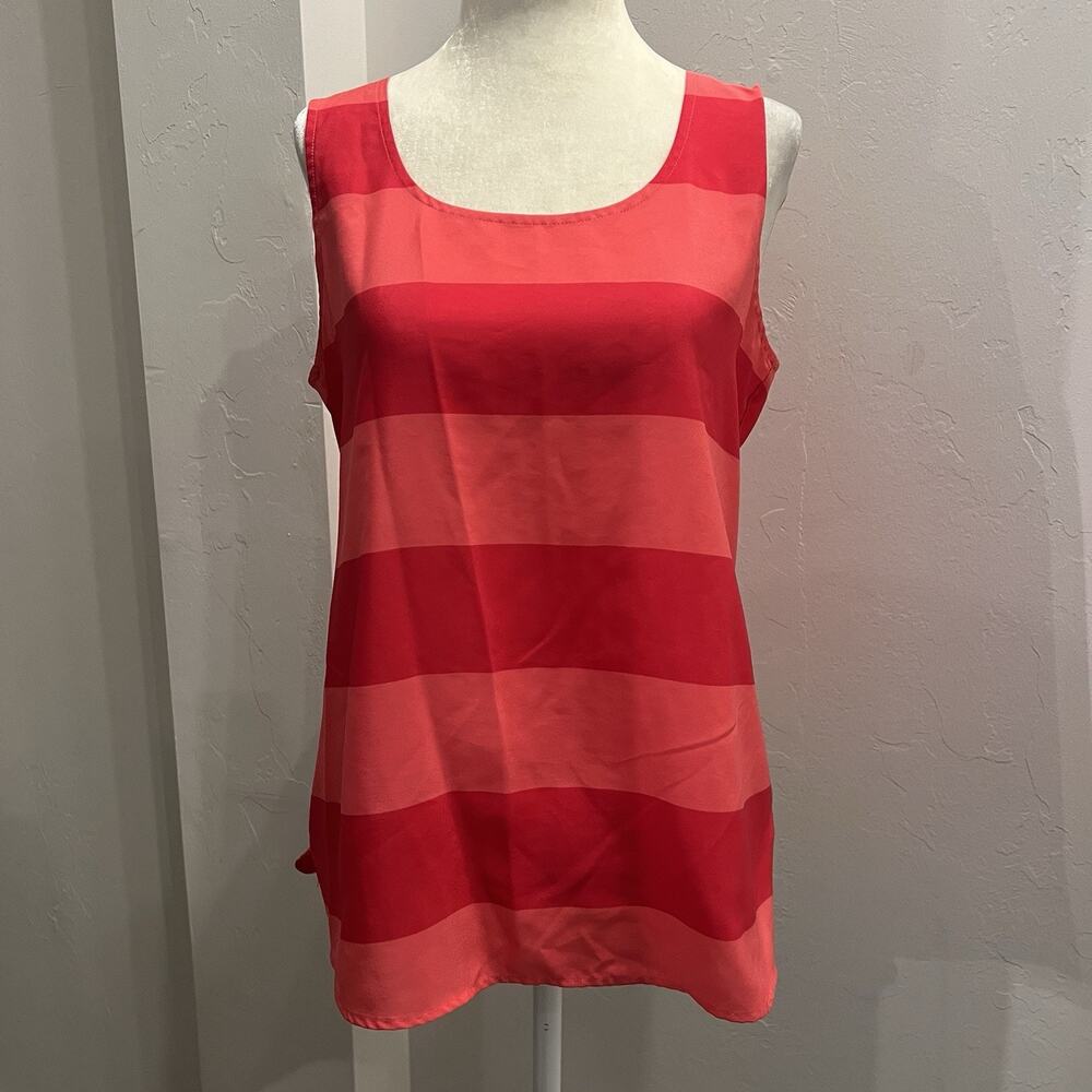 Loft Women’s Red/Pink Striped Sleevless Tank Top Small (A0127)
